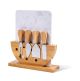 Tessie & Jessie Marble Bamboo Cheese Platter & Knife Set, 6-Piece
