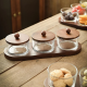 Aqua Chip & Dip Serving Set with Acacia Tray 140ml 3pc