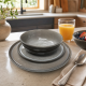 Eetrite Reactive Glaze Dinnerware Set 12pc (Dark Taupe)