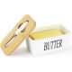 DH Ceramic Butter Dish W/Lid & Knife (White)