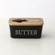 DH Ceramic Butter Dish W/Lid & Knife (Black)