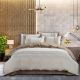 Cotton Co Donatella Cream/Stone Duvet Cover Set – 400 Thread Count (Queen: 230cm x 200cm)