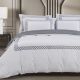 Cotton Co Elle White/Grey Duvet Cover Set – 400 Thread Count (Super King: 260cm x 230cm)