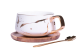 Kintsugi Kintsukuroi White Teacup With Acacia Wooden Base