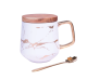 Kintsugi Kintsukuroi White Mug With Acacia Wooden Base