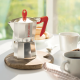 Pedrini Coffee Maker Polished Aluminium 12 Cups - Red