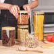 O'lala Borosilicate Glass Kitchen Storage Jar with Bamboo Lid - 3 Pcs Set