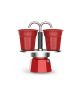 Bialetti Mini Express Plus + 2Cups, Red