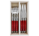 Andre Verdier Steak Knives & Forks Set – New Red (12pc in wooden box)