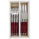 Andre Verdier Steak Knives & Forks Set – Cherry Red (12pc in wooden box)