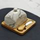 Tessie & Jessie Marble Bamboo Butter Dish W/Knife