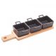 Petisqueira Wolff Gourmet Square Bamboo Snack Tray 4 Pieces